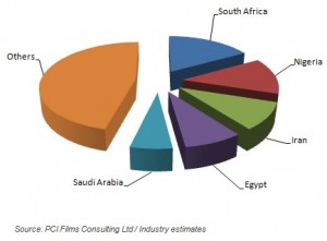 Flexible packaging consumption in the Middle East and Africa.