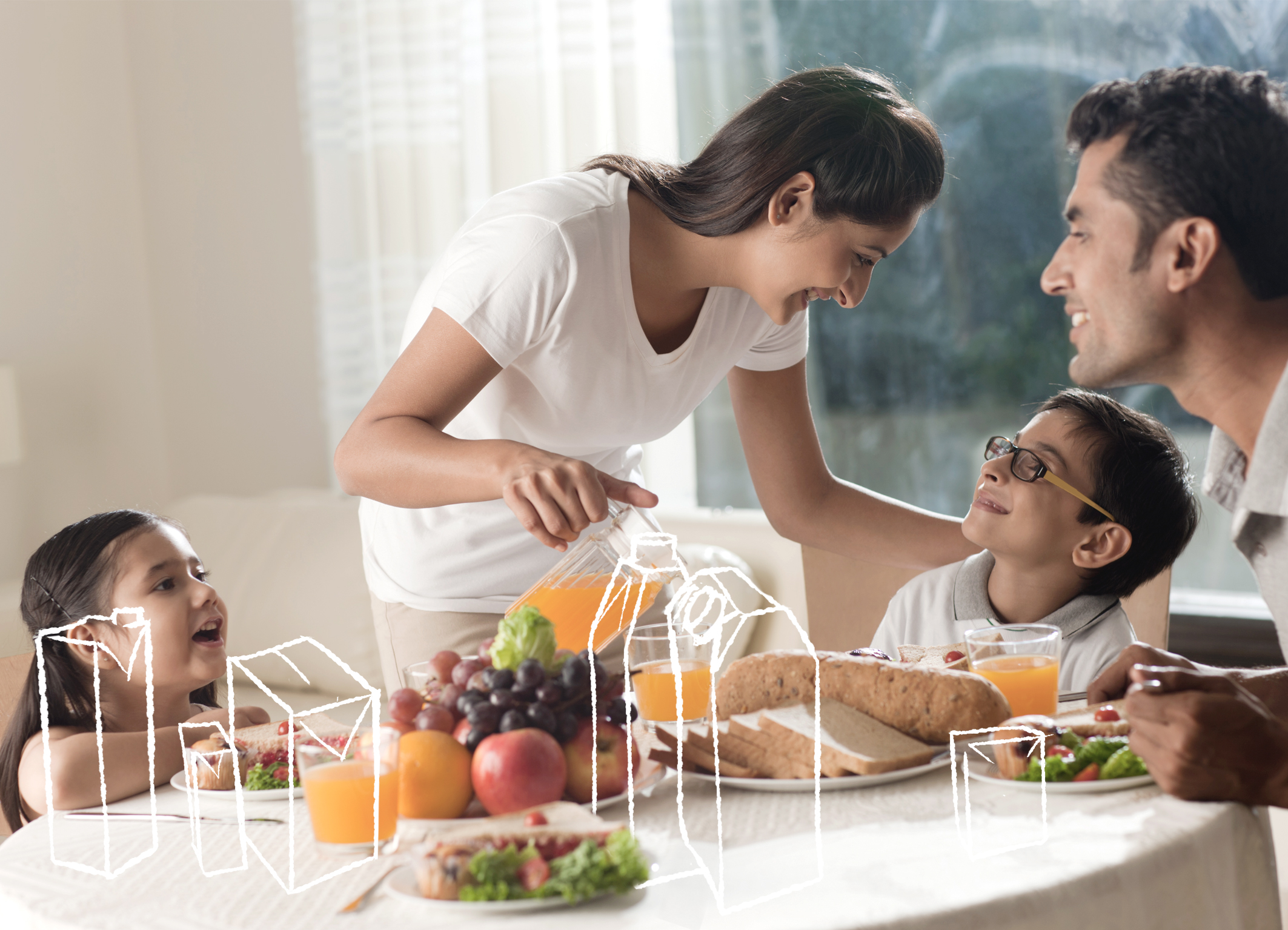 My father makes breakfast. Family Breakfast. Have Breakfast. They are having Breakfast. Family at Breakfast.